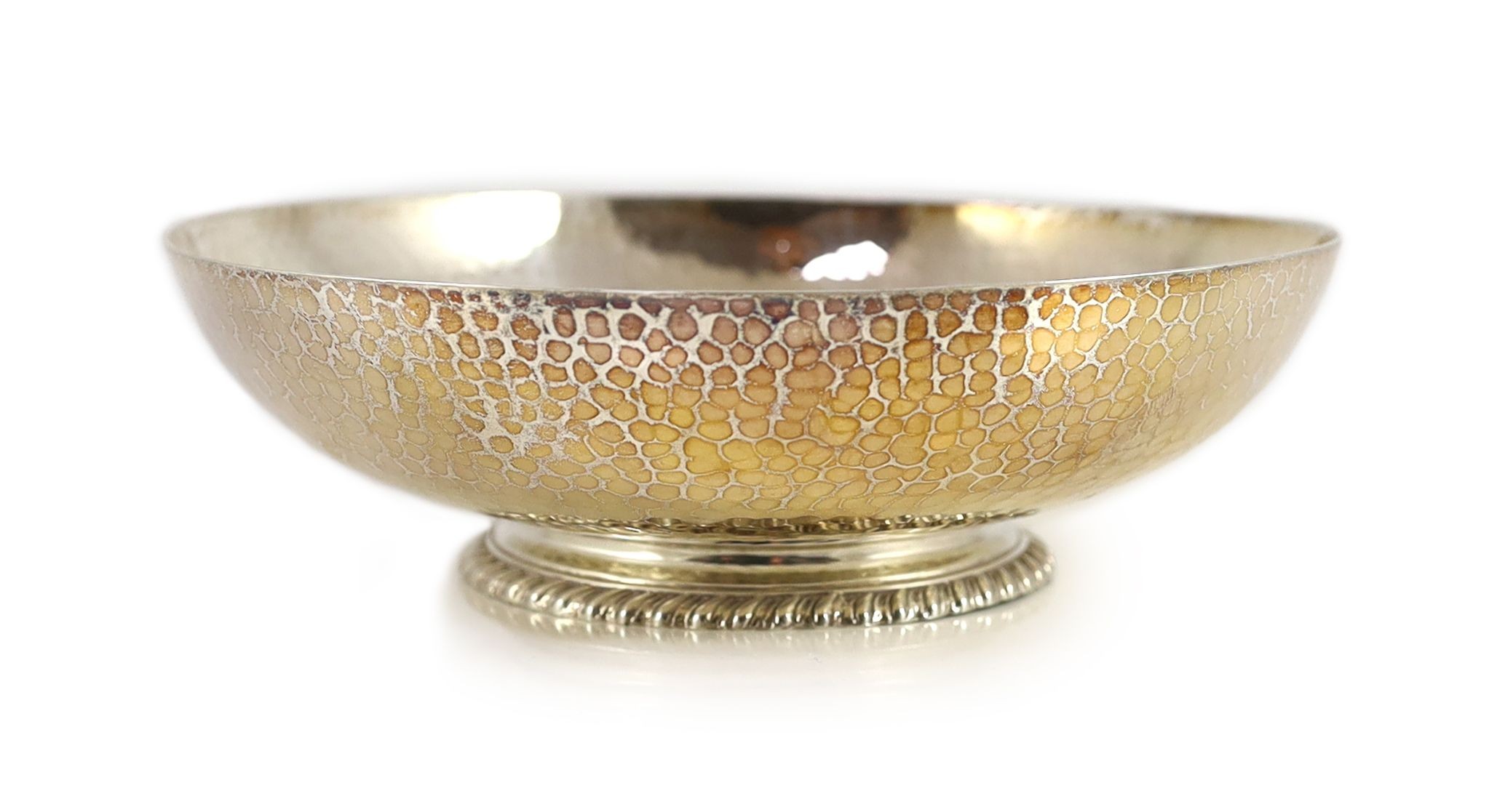 A George V hammered silver fruit bowl, by Mappin & Webb